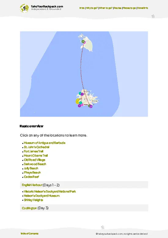example page 4 from our offline Travel Guide for Antigua and Barbuda